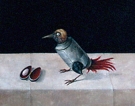 Uccello guerriero, 1968 - cm.40x40, Tempera su tavola