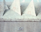 Piramidi, 1990 - cm.24x34, Tempera su tavola